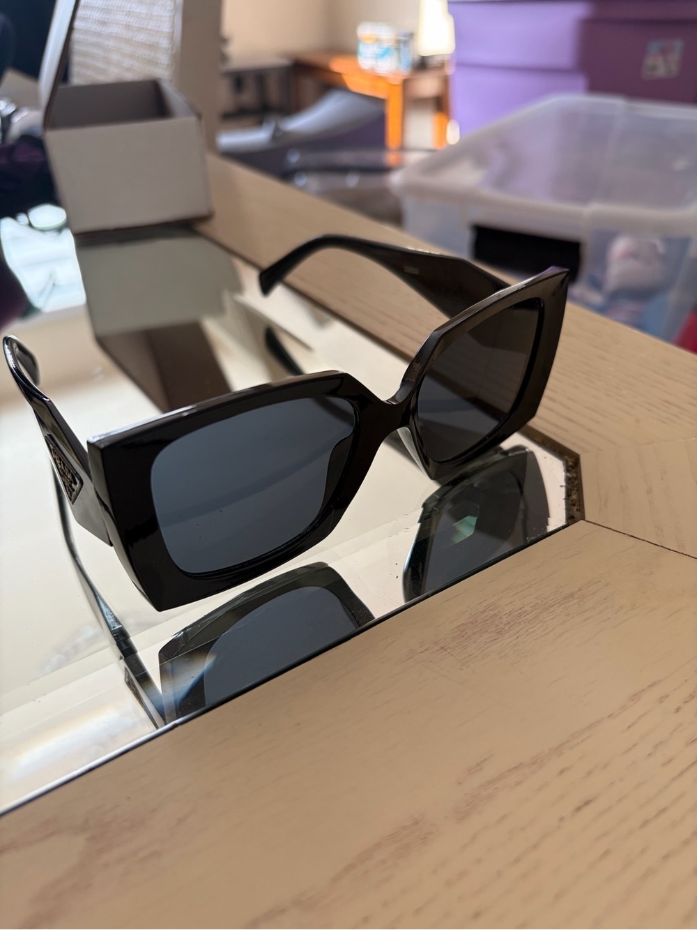 Black Oversized Square Women's Sunglasses